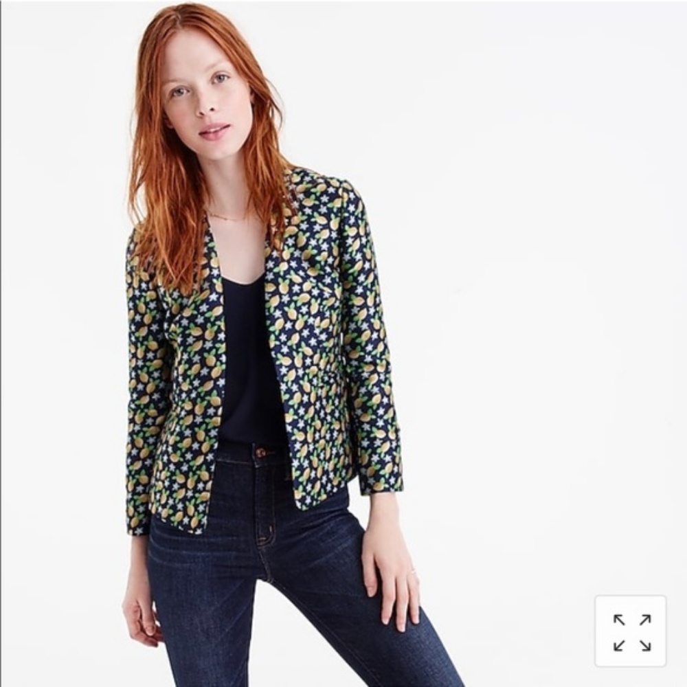 NWT J. Crew tall going-out blazer lemon jacquard